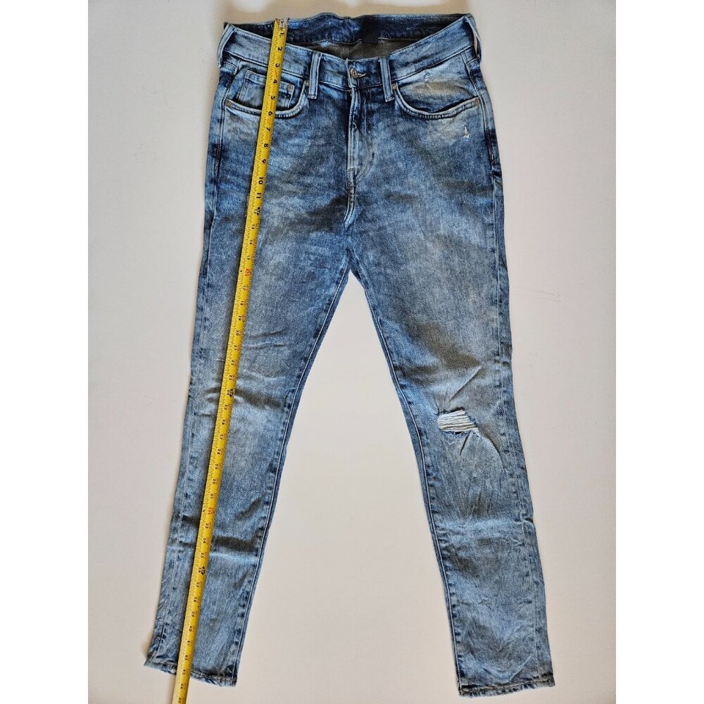 H&M Men Skinny Jeans 33x32 Blue Distressed Slim Fit Stretch Denim Pants